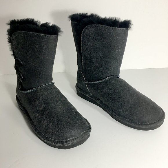 Bearpaw Abigail Black Suede Shearling womwn boots - Picture 1 of 11